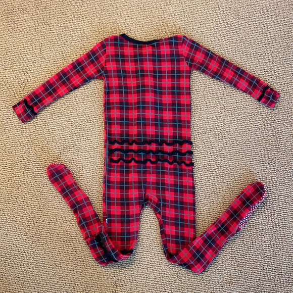 Kickee Pants Plaid Ruffle Footie with Zipper - EUC - Picture 4 of 6